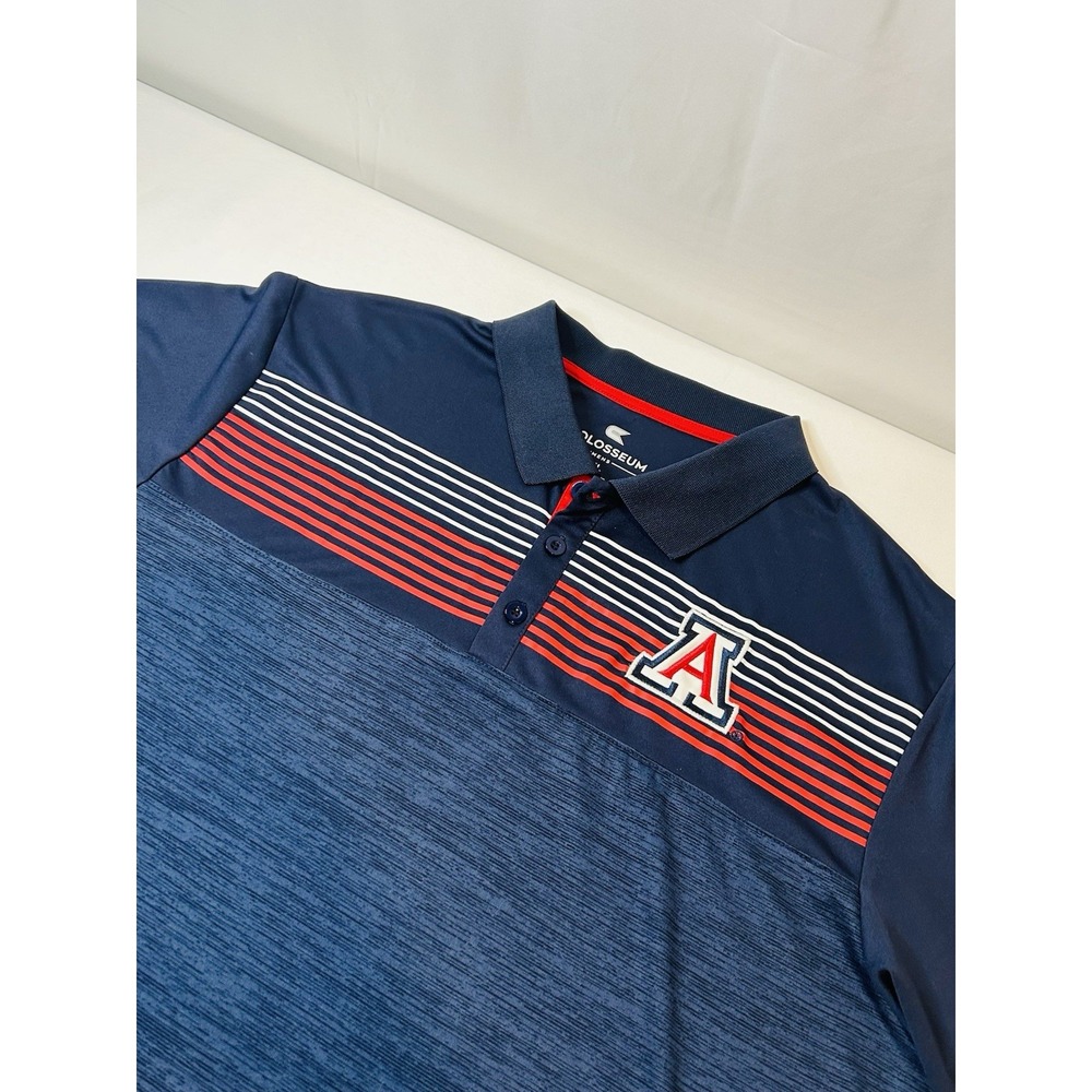 Arizona Wildcats Polo Mens XL Blue Colosseum Athletics Striped NCAA Shirt